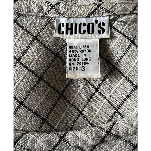 CHICO'S Top, Tank Skirt 3pc Set Vintage Tan Plaid Linen Country Cottage L-XL - Picture 8 of 11